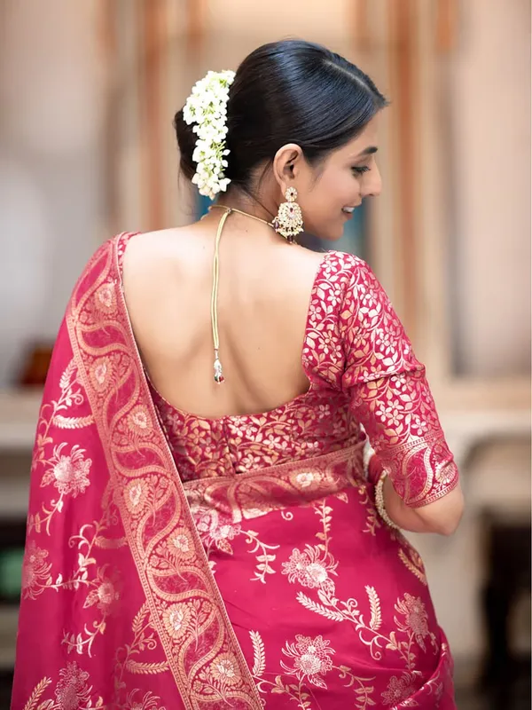 Rani_Pink_Pure_Kanjivaram_Silk_Saree_With_Brocade_Blouse_For_Women
