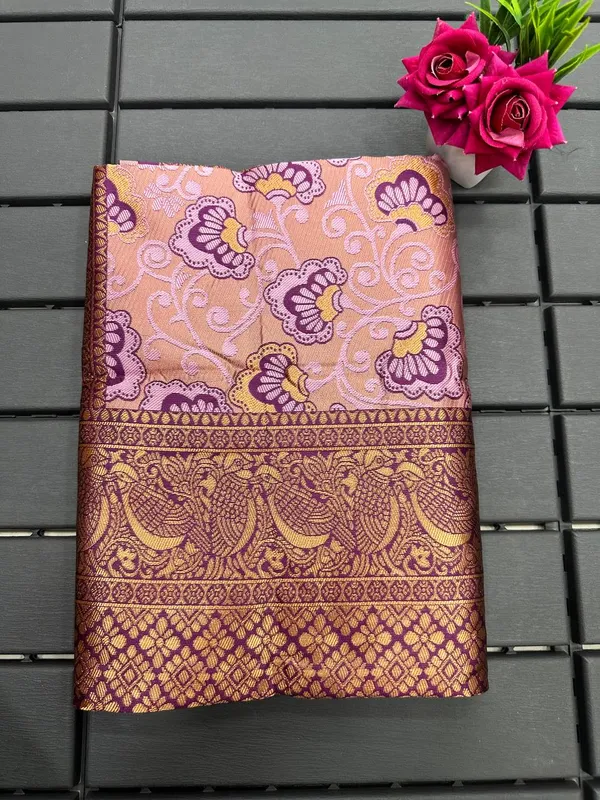 Pink_Pure_Kanjivaram_Silk_Saree_With_Brocade_Blouse_For_Women