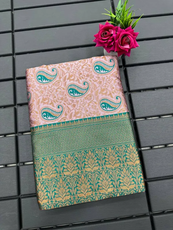 Pink_Pure_Kanjivaram_Silk_Saree_With_Brocade_Blouse_For_Women