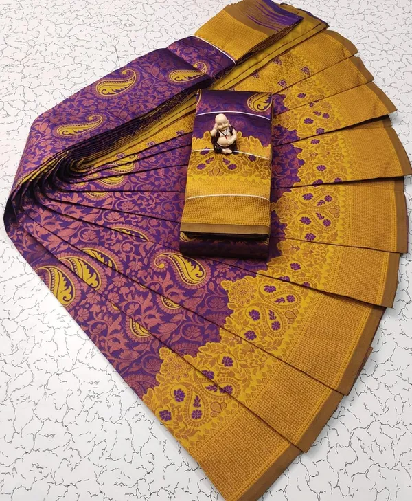 Yellow_Pure_Kanjivaram_Silk_Saree_With_Brocade_Blouse_For_Women