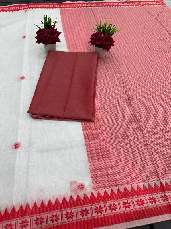 White_Red_Chanderi_Kanjivaram_Saree_For_Women