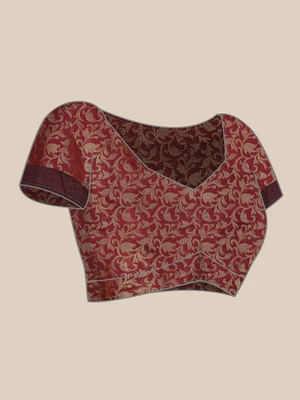 Chiku_Brown_Ready_To_Wear_Beige_Banarasi_Silk_Saree_With_Border_For_Women