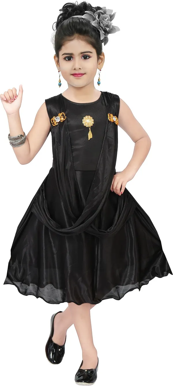 Black_Sleeveless_Girls_Midi/Knee_Length_Casual_Dress_(Black,_Sleeveless)