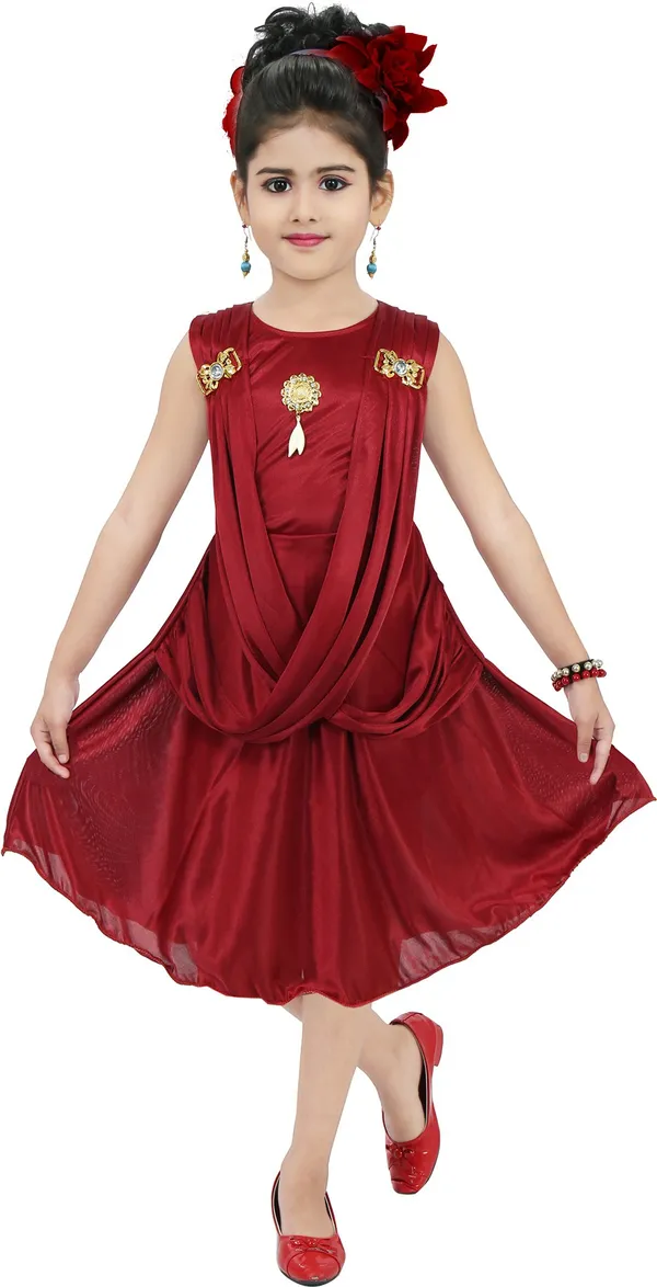 Maroon_Sleeveless_Girls_Midi/Knee_Length_Casual_Dress_(Maroon,_Sleeveless)