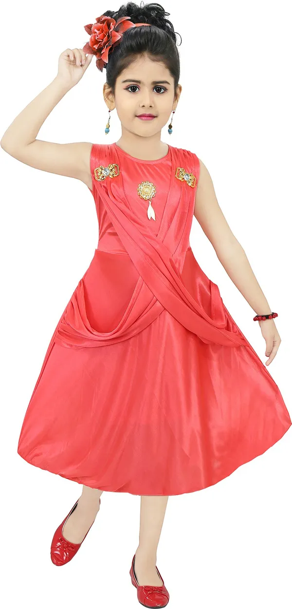 Red_Sleeveless_Girls_Midi/Knee_Length_Casual_Dress_(Red,_Sleeveless)