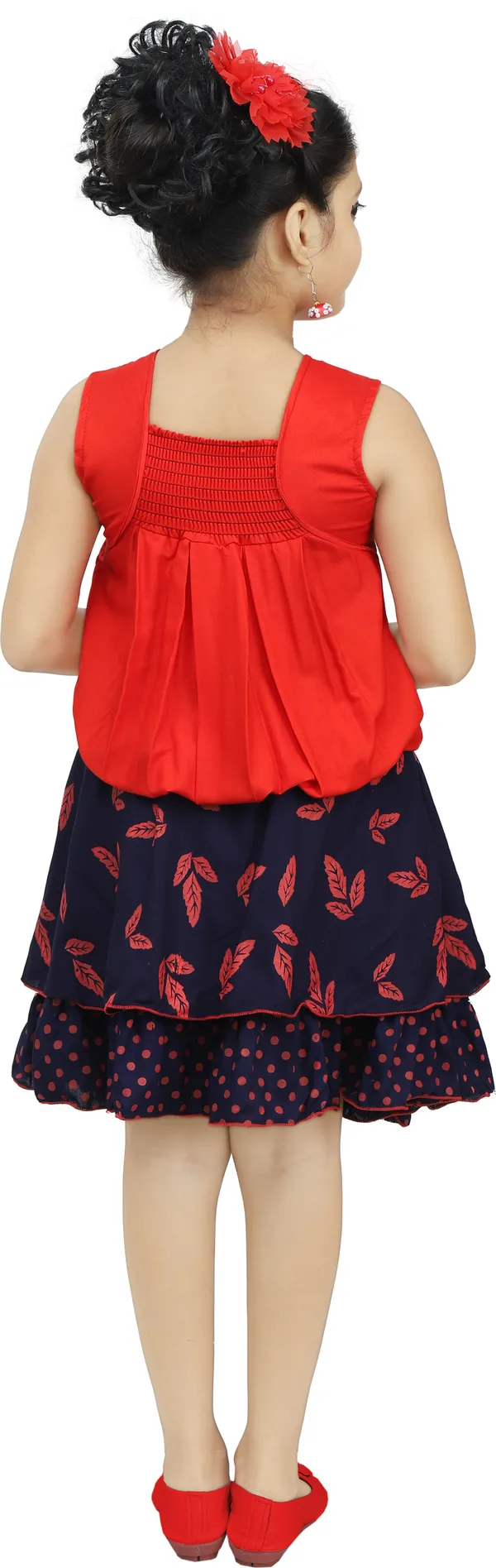 Red__Girls_Party_Wear_Festive_Top_Skirt_(Red)