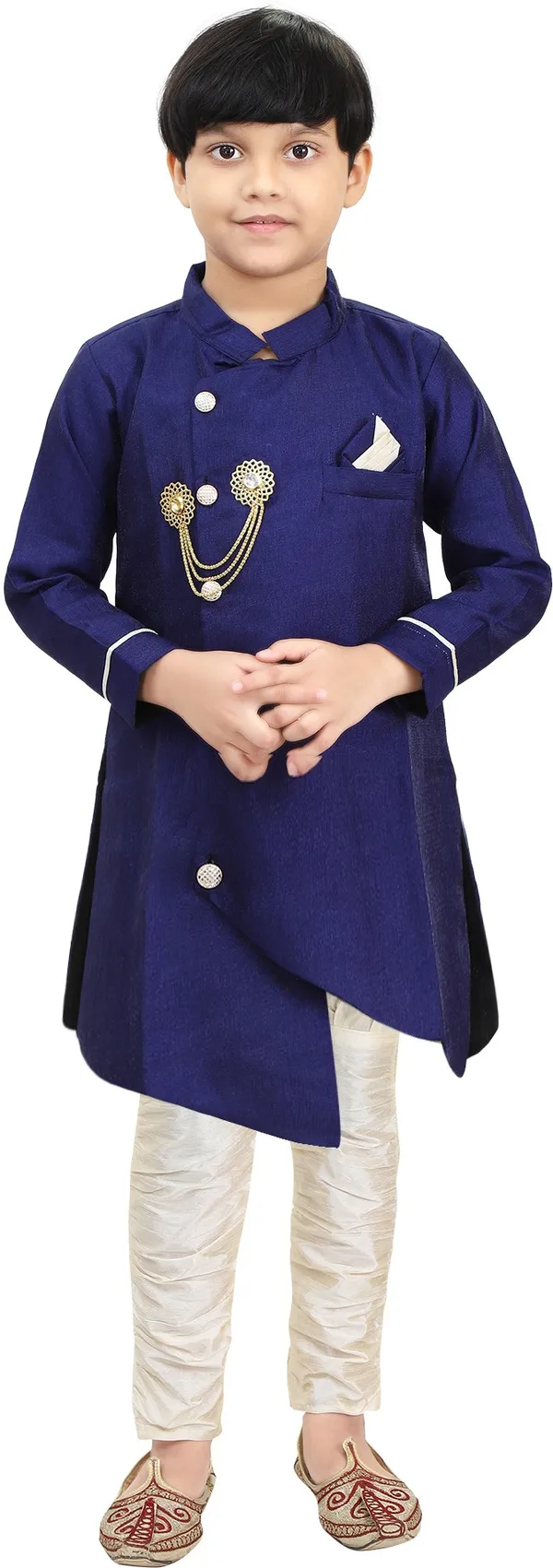 NavyBlue_Full_Sleeve_Boys_Wedding,_Festive_&_Party_Kurta_and_Pyjama_Set_(Blue_Pack_of_1)