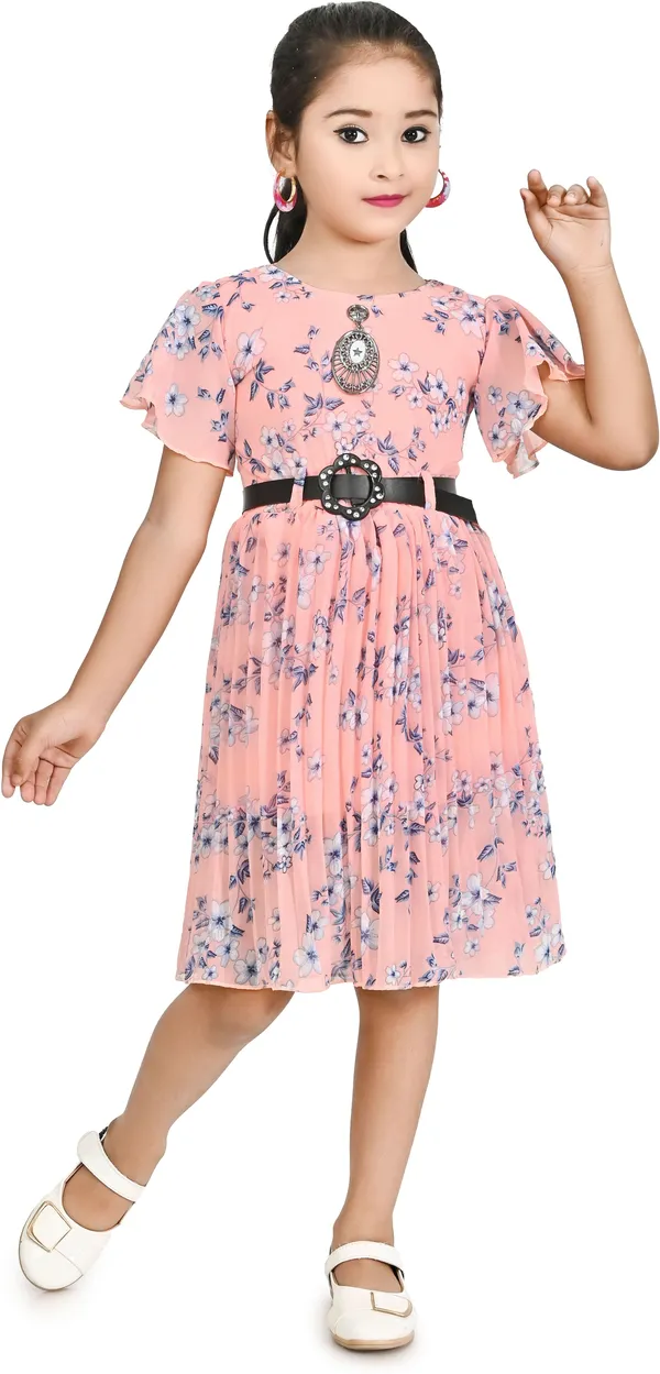 Multicolor_Half_Sleeve_Girls_Midi/Knee_Length_Casual_Dress_(Multicolor,_Half_Sleeve)
