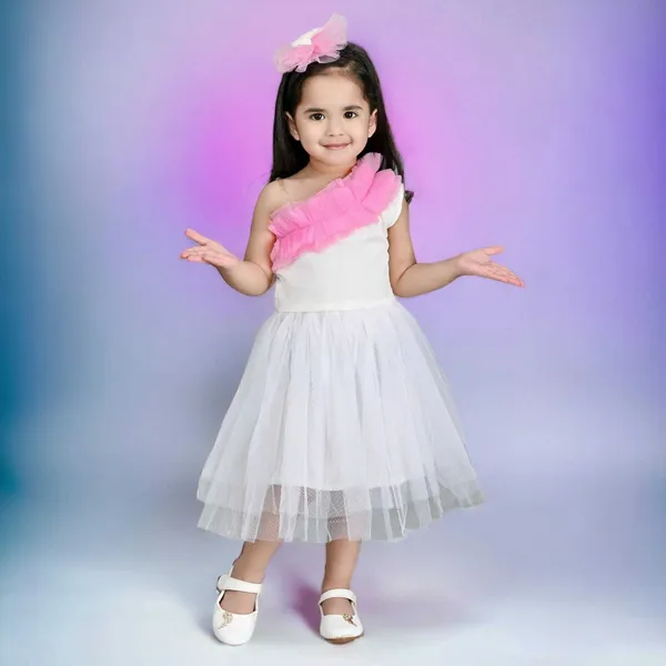 Pink_Fashion_Sleeve_Girls_Midi/Knee_Length_Party_Dress_(Pink,_Fashion_Sleeve)