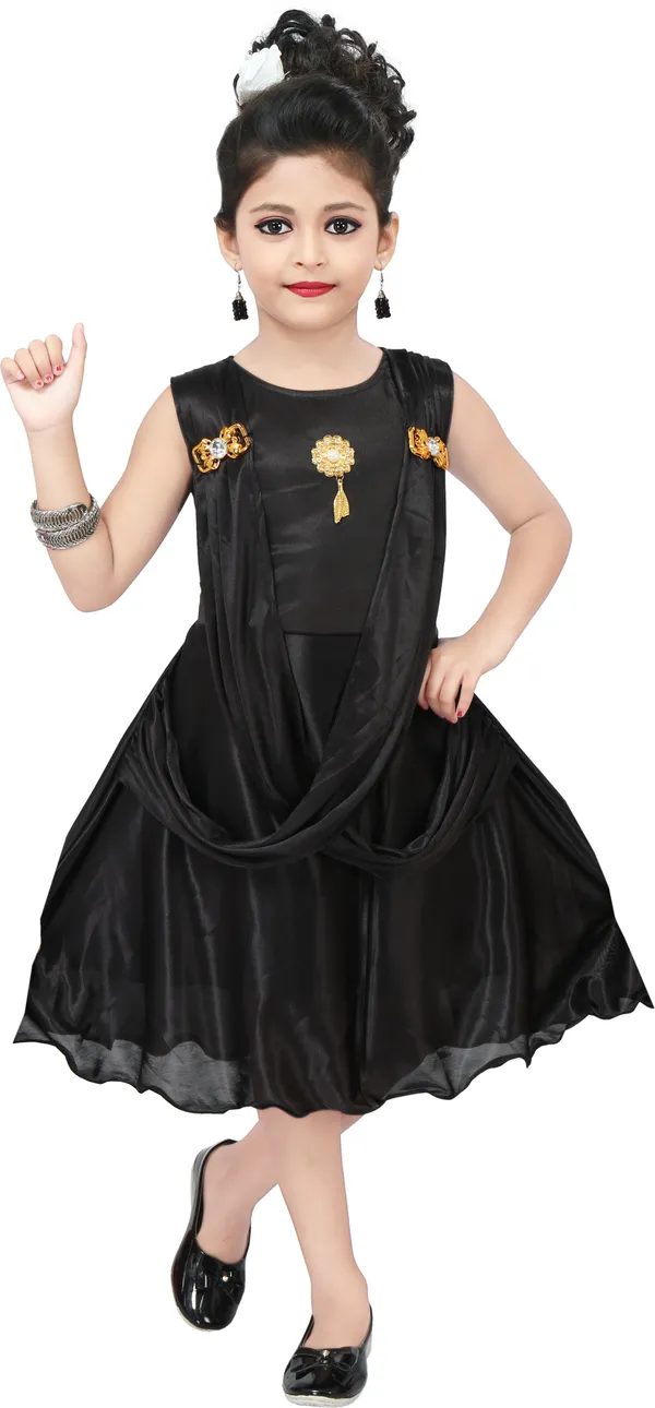 Black_Sleeveless_Girls_Midi/Knee_Length_Casual_Dress_(Black,_Sleeveless)