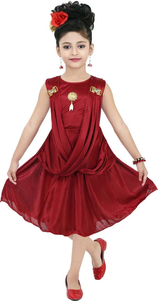 Red_Sleeveless_Girls_Midi/Knee_Length_Casual_Dress_(Red,_Sleeveless)