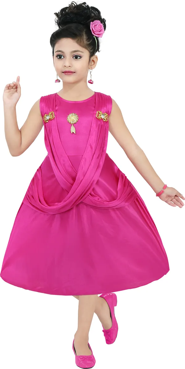 Pink_Sleeveless_Girls_Midi/Knee_Length_Casual_Dress_(Pink,_Sleeveless)
