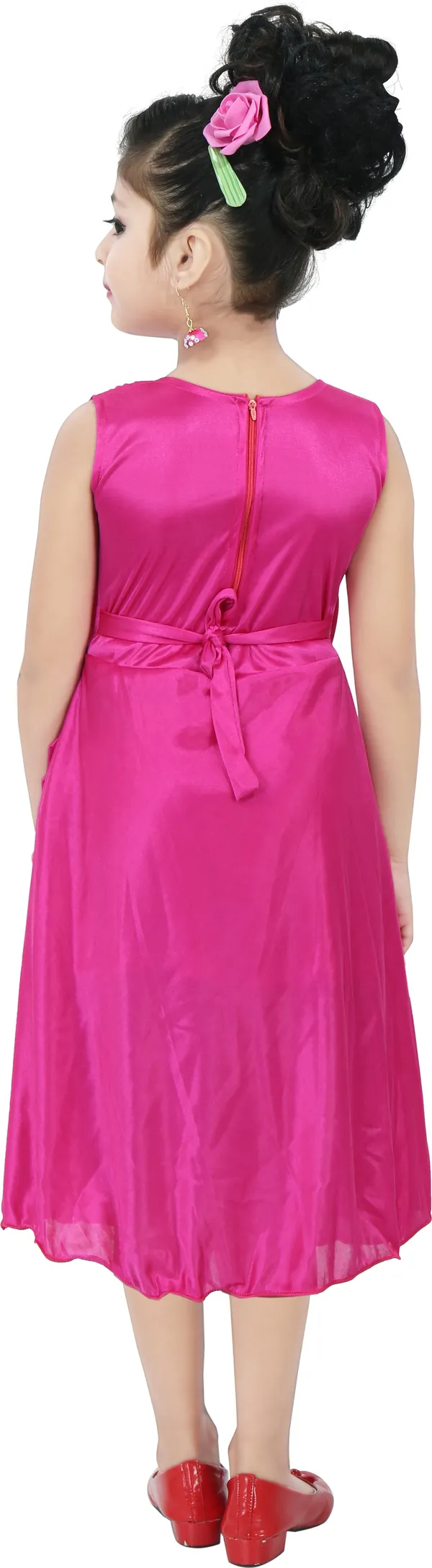 Pink_Sleeveless_Girls_Midi/Knee_Length_Casual_Dress_(Pink,_Sleeveless)