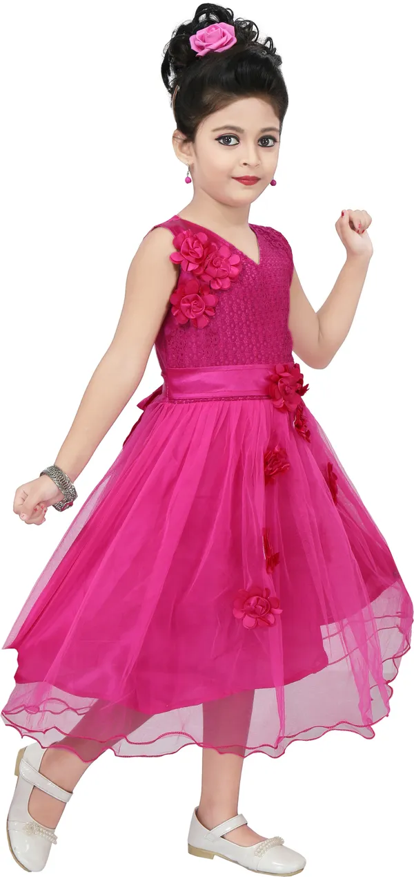 Pink_Sleeveless_Girls_Midi/Knee_Length_Casual_Dress_(Pink,_Sleeveless)