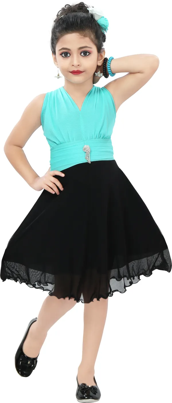 Pink_Sleeveless_Girls_Midi/Knee_Length_Casual_Dress_(Pink,_Sleeveless)