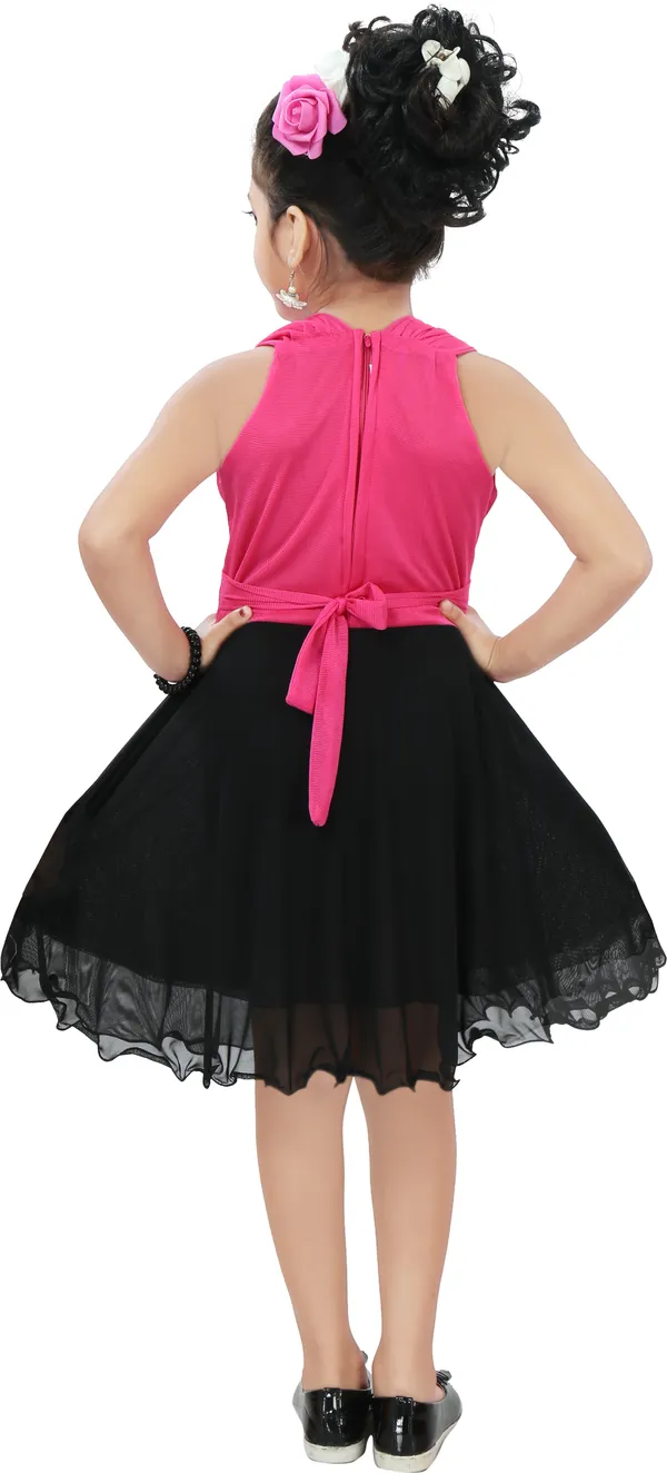 Pink_Sleeveless_Girls_Midi/Knee_Length_Casual_Dress_(Pink,_Sleeveless)