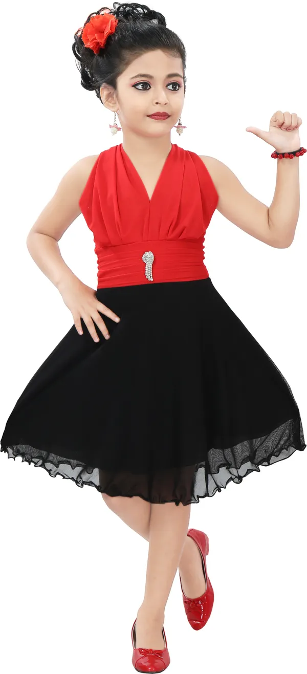 Red_Sleeveless_Girls_Midi/Knee_Length_Casual_Dress_(Red,_Sleeveless)