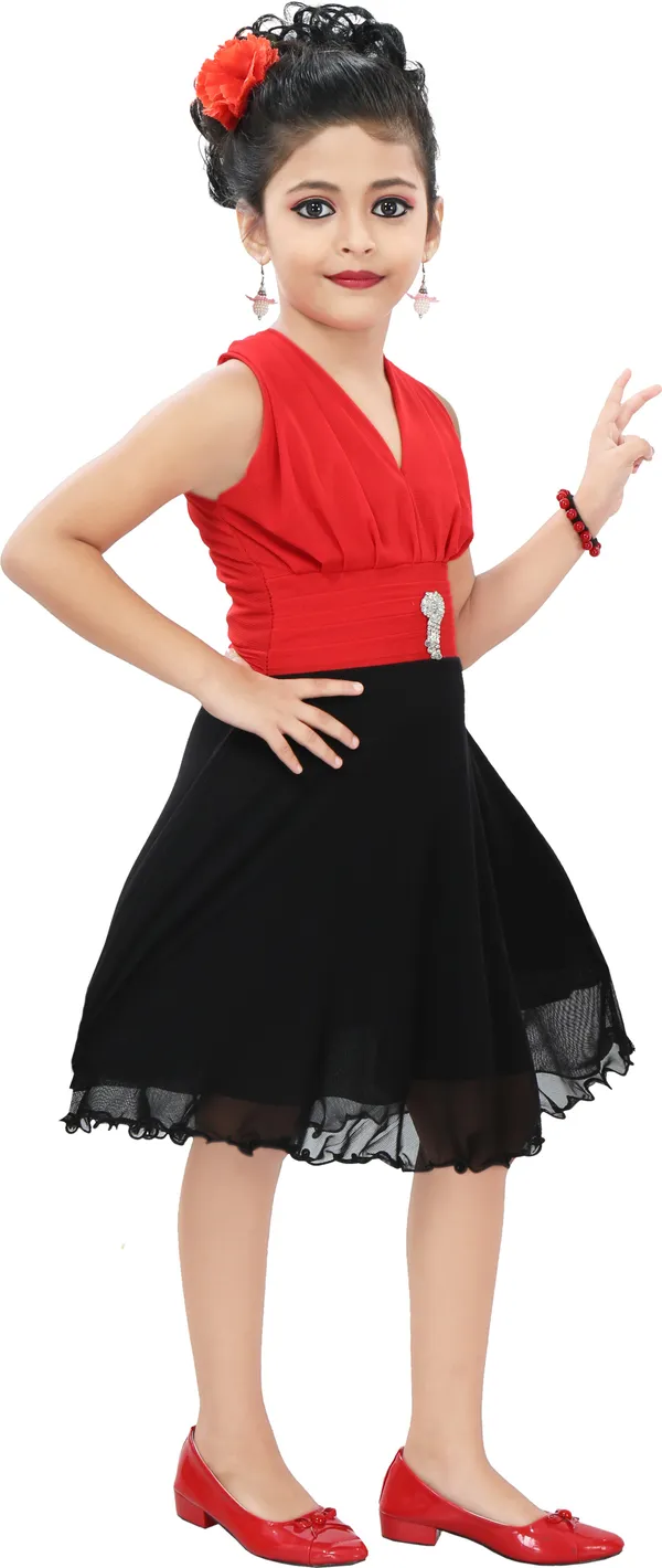 Red_Sleeveless_Girls_Midi/Knee_Length_Casual_Dress_(Red,_Sleeveless)