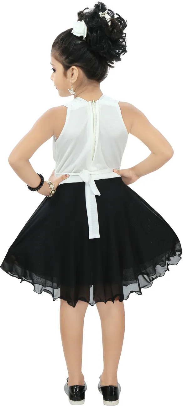 White_Sleeveless_Girls_Midi/Knee_Length_Casual_Dress_(White,_Sleeveless)