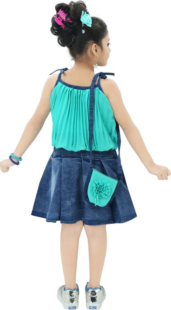 Green__Girls_Casual_Skirt_Top,_Slingbag_(Green)