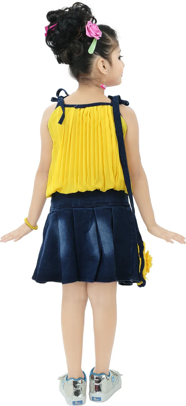 Yellow__Girls_Casual_Skirt_Top,_Slingbag_(Yellow)