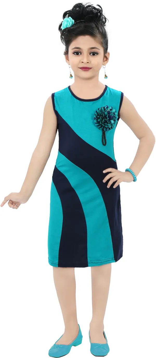 Multicolor_Sleeveless_Girls_Below_Knee_Casual_Dress_(Multicolor,_Sleeveless)