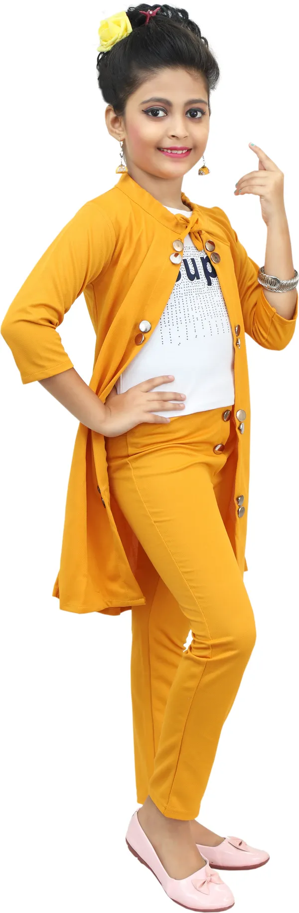 Yellow__Girls_Party_Wear_Festive_T-shirt_Trouser,_Jacket_(Yellow)