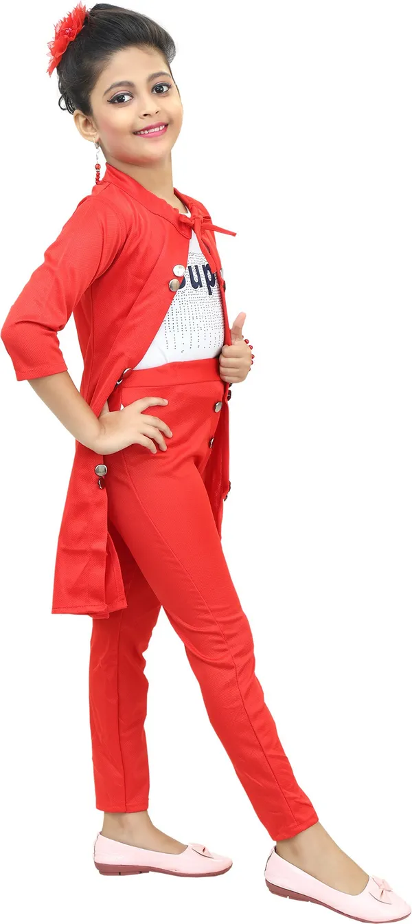 Red__Girls_Party_Wear_Festive_T-shirt_Trouser,_Jacket_(Red)