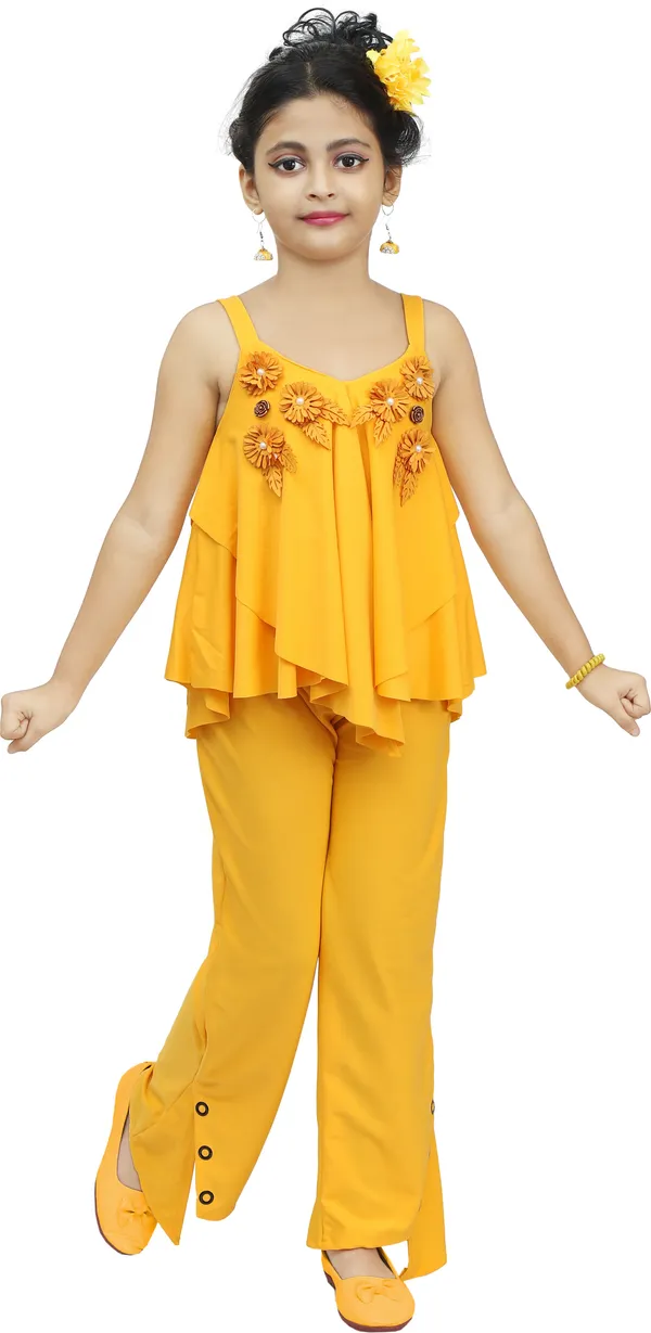 Yellow__Girls_Party_Wear_Festive_Top_Trouser_(Yellow)