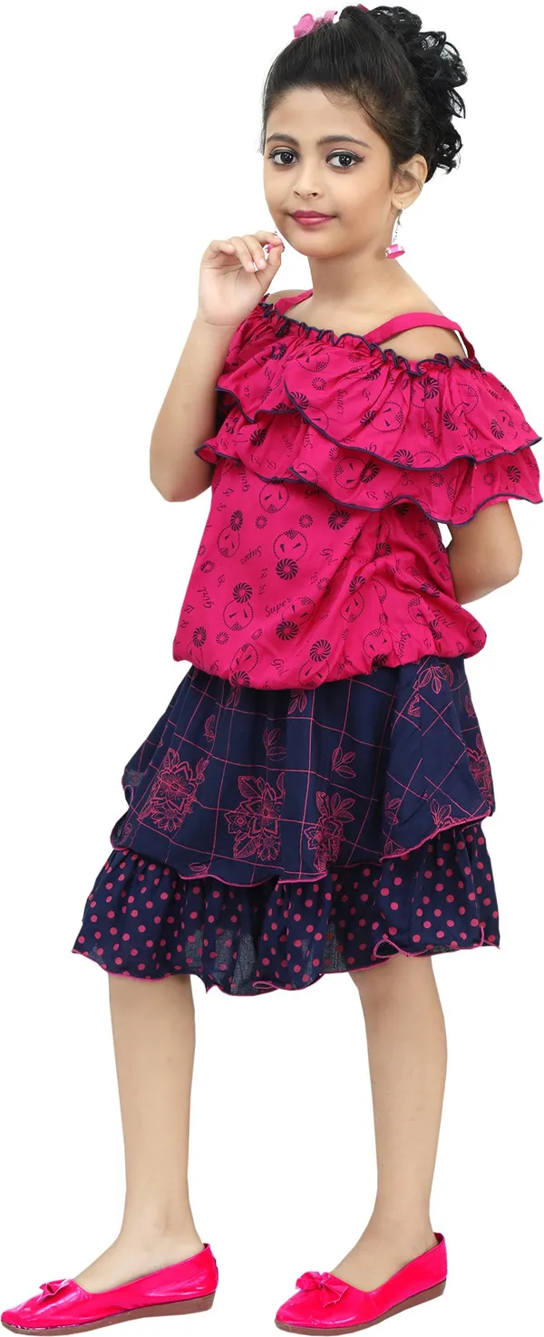 Pink__Girls_Party_Wear_Festive_Top_Skirt_(Pink)