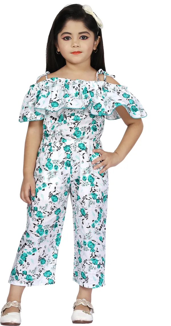 Green__Floral_Print_Girls_Jumpsuit