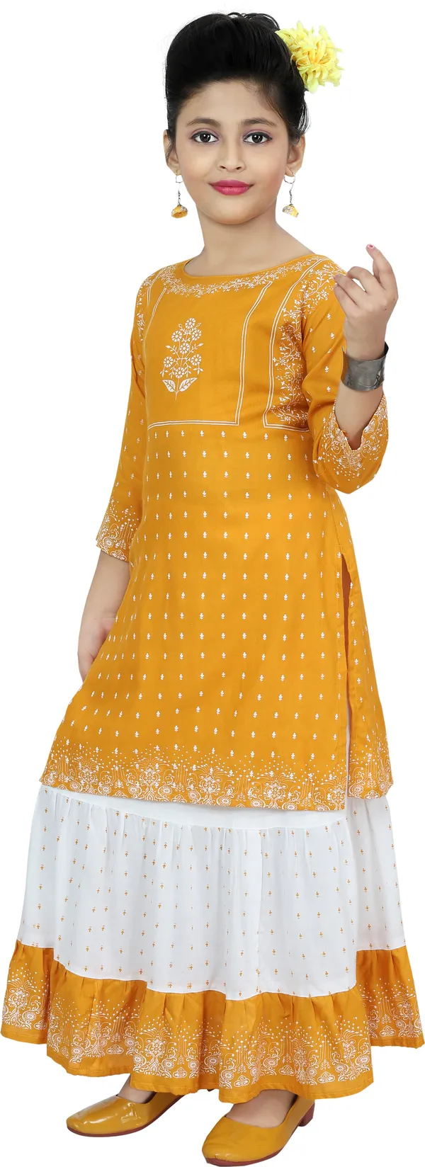 Yellow__Girls_Party_Wear_Festive_Top_Skirt_(Yellow)