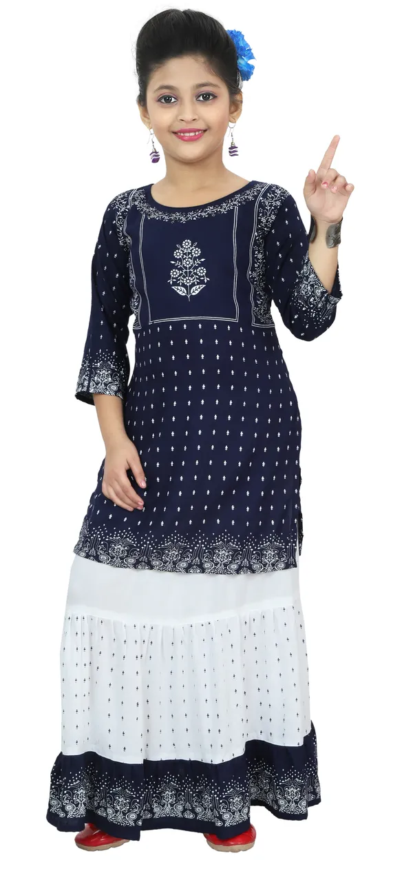 Blue__Girls_Party_Wear_Festive_Top_Skirt_(Blue)