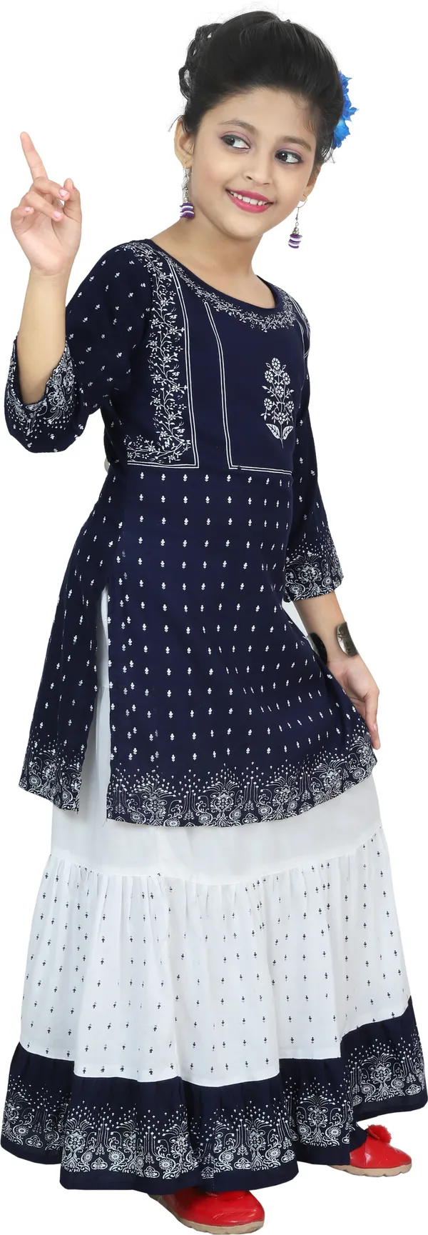 Blue__Girls_Party_Wear_Festive_Top_Skirt_(Blue)