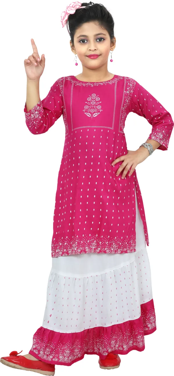 Pink__Girls_Party_Wear_Festive_Top_Skirt_(Pink)