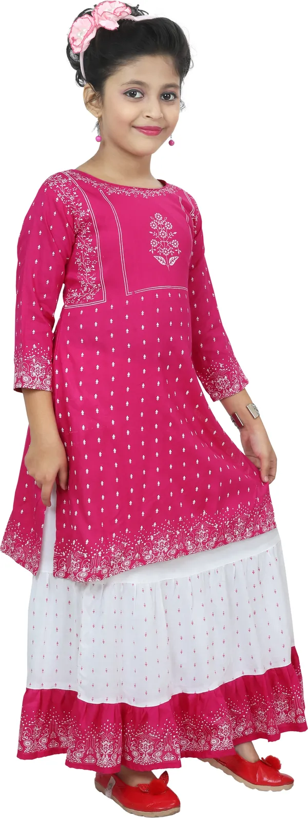 Pink__Girls_Party_Wear_Festive_Top_Skirt_(Pink)