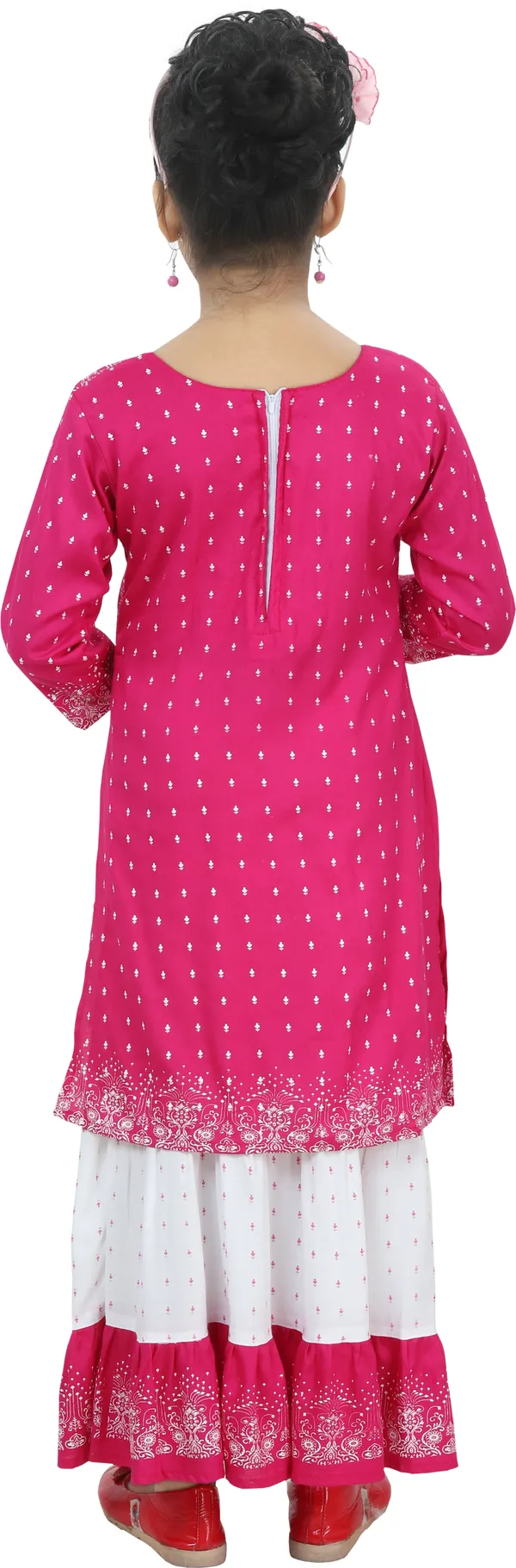 Pink__Girls_Party_Wear_Festive_Top_Skirt_(Pink)