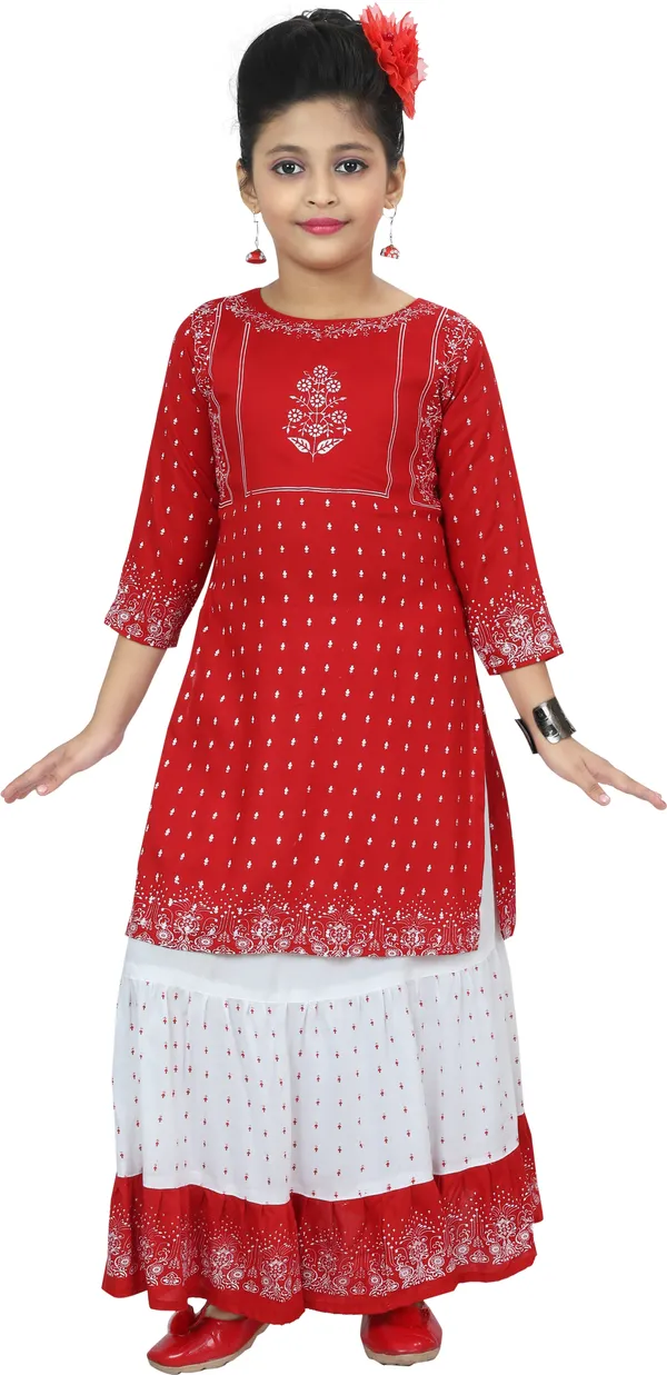 Red__Girls_Party_Wear_Festive_Top_Skirt_(Red)