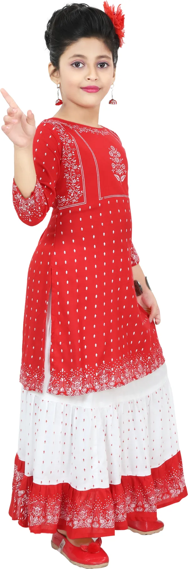 Red__Girls_Party_Wear_Festive_Top_Skirt_(Red)