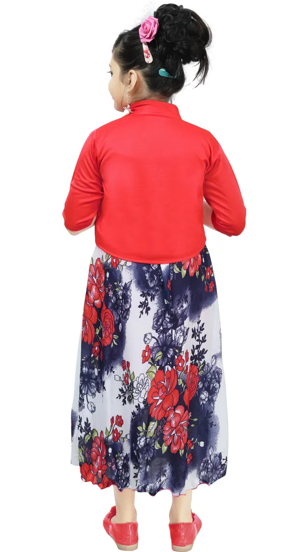 Red_3/4_Sleeve_Girls_Maxi/Full_Length_Casual_Dress_(Red,_3/4_Sleeve)