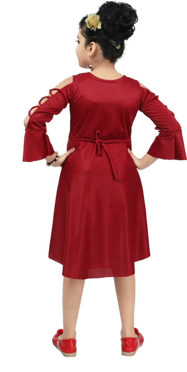 Maroon_3/4_Sleeve_Girls_Maxi/Full_Length_Party_Dress_(Maroon,_3/4_Sleeve)