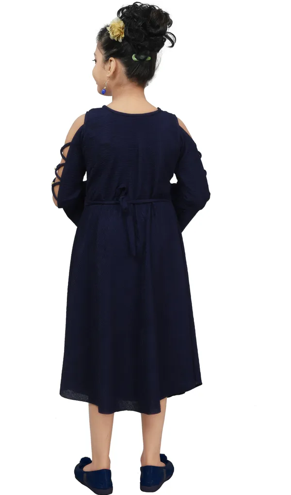 Dark_Blue_3/4_Sleeve_Girls_Maxi/Full_Length_Party_Dress_(Dark_Blue,_3/4_Sleeve)