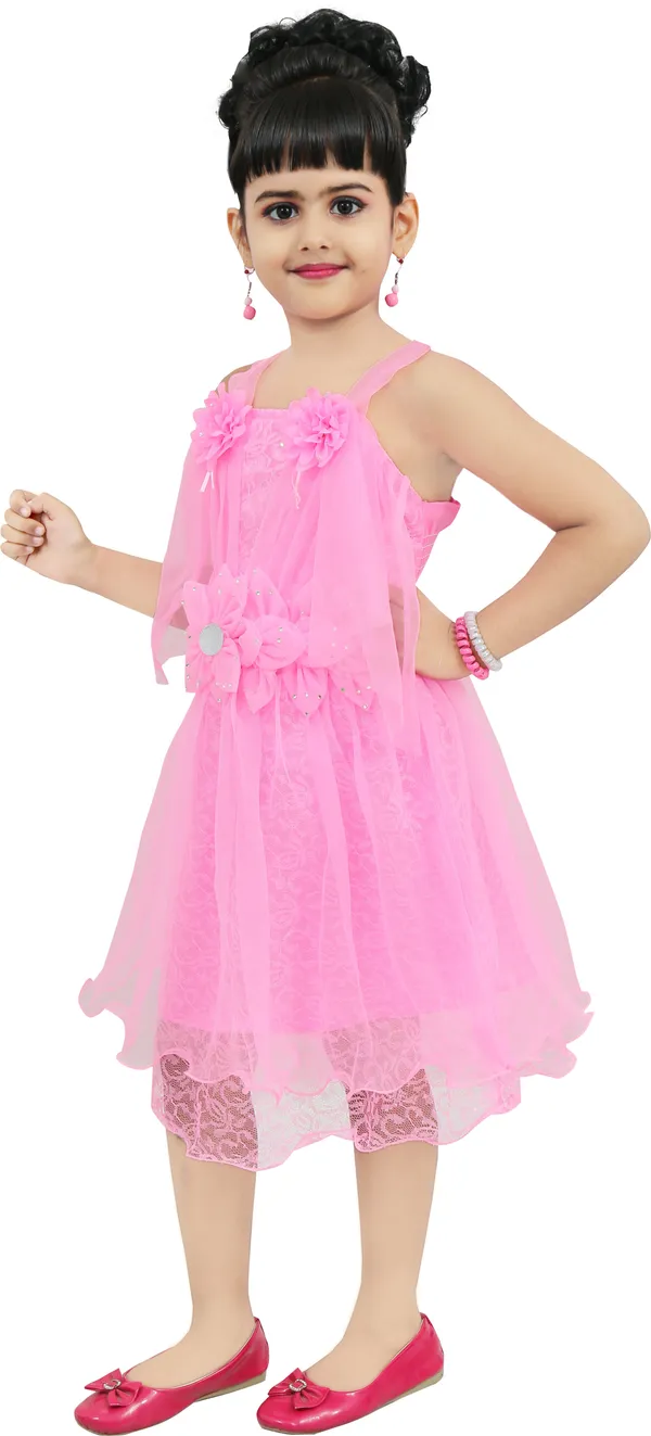 Pink_Sleeveless_Girls_Midi/Knee_Length_Casual_Dress_(Pink,_Sleeveless)