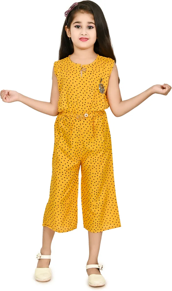 Yellow__Polka_Print_Girls_Jumpsuit