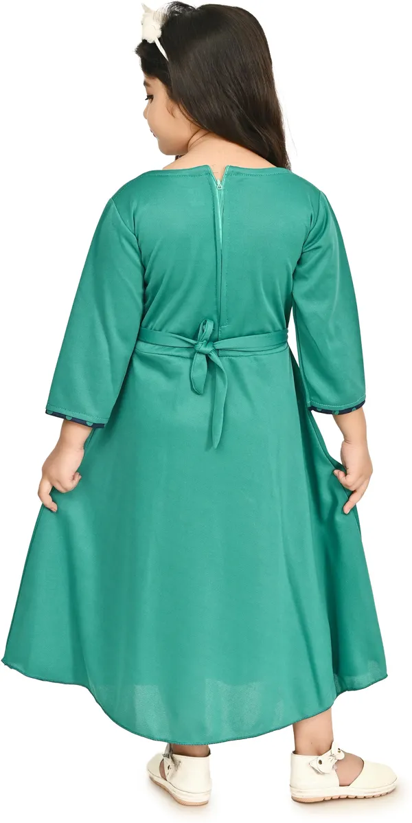 Green_3/4_Sleeve_Girls_Maxi/Full_Length_Party_Dress_(Green,_3/4_Sleeve)