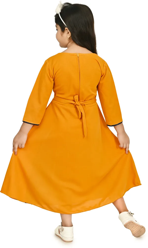 Yellow_3/4_Sleeve_Girls_Maxi/Full_Length_Party_Dress_(Yellow,_3/4_Sleeve)