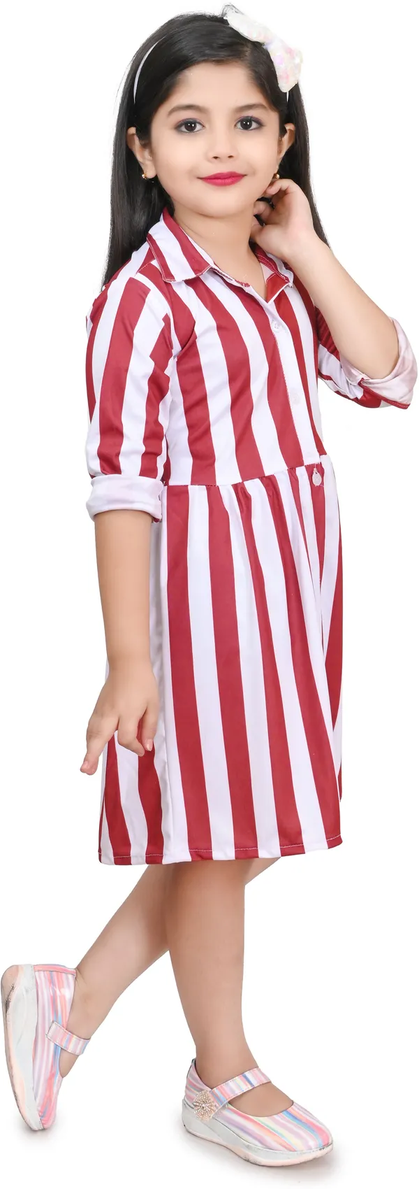 Maroon_Full_Sleeve_Girls_Midi/Knee_Length_Casual_Dress_(Maroon,_Full_Sleeve)