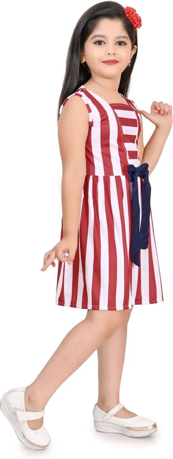Maroon_Sleeveless_Girls_Midi/Knee_Length_Casual_Dress_(Maroon,_Sleeveless)