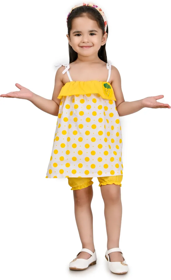 Yellow__Girls_Party_Wear_Festive_Top_Shorts_(Yellow)