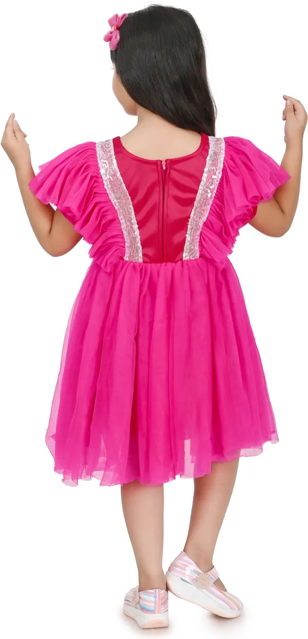 Pink_Cap_Sleeve_Girls_Midi/Knee_Length_Party_Dress_(Pink,_Cap_Sleeve)